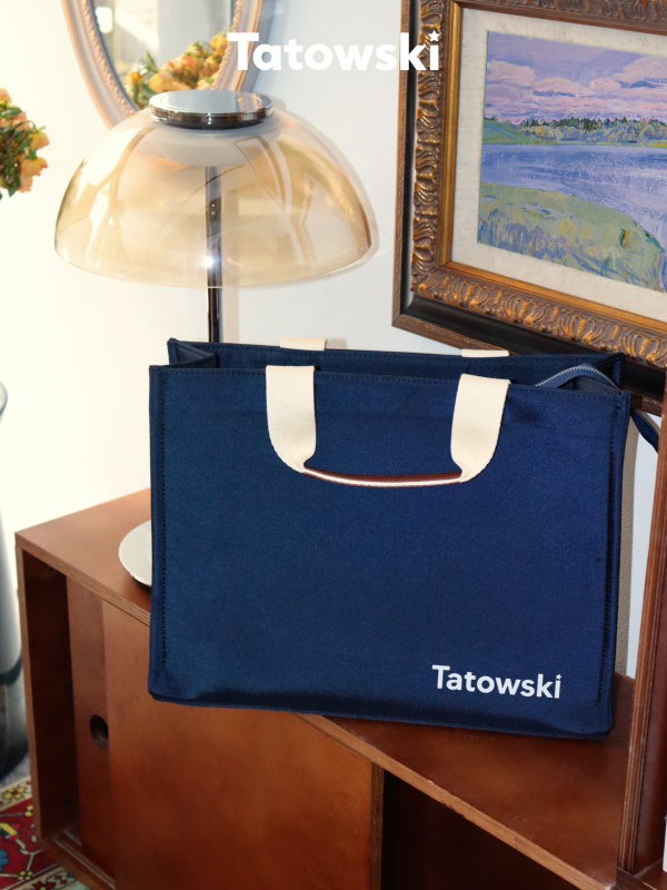 Tatowski 藏蓝色牛津布超轻防水通勤电脑包